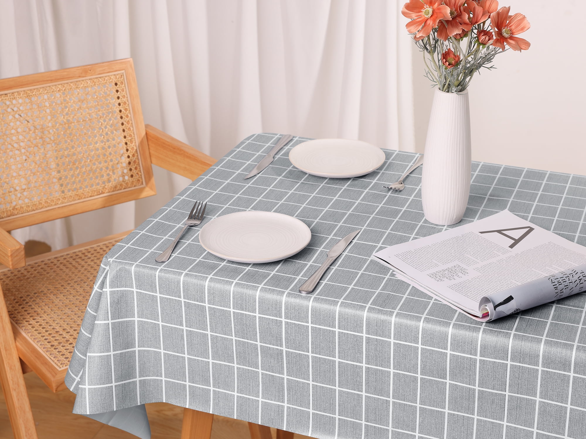 Unique Bargains 1 Pack Rectangle Tablecloth, Waterproof Polyvinyl chloride Table Cover Light Grey 55x55inch