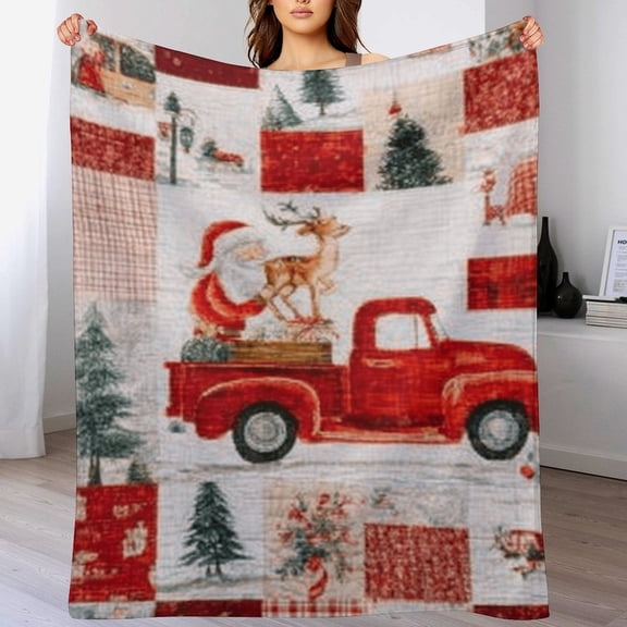RKSupls Christmas Throw Blanket,Reindeer Santa Claus Soft Flannel Blanket, Fuzzy Warm Cozy Winter Blanket for Couch Bed Home Decor,30x40 in