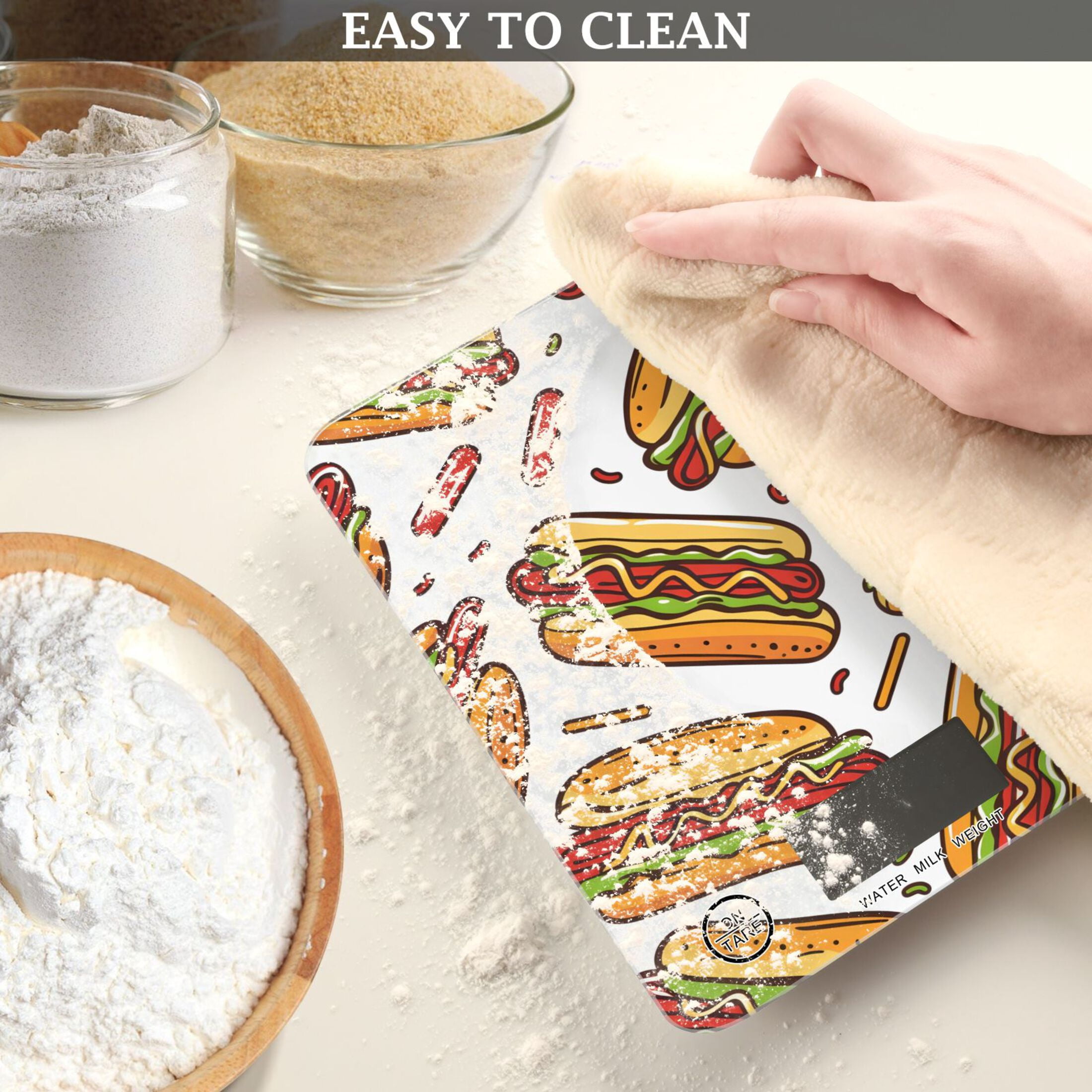 Hot Dogs Food Scale Digital Kitchen Scale Waterproof Tempered Glass Tare Function 11 lb for Baking Cooking Meal Prep