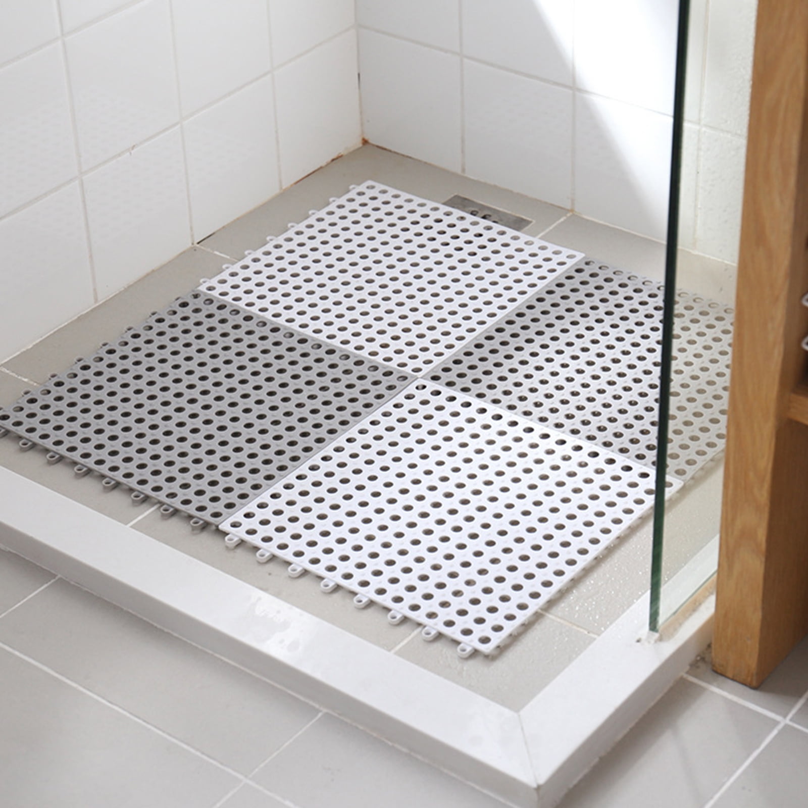 1pc Simple And Elegant Pvc Material Anti-slip Bath Mat, Strong Suction,  Drainage Design, Suitable For Shower/bathtub