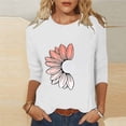 thumbnail image 2 of Jsaierl 3/4 Length Sleeve Womens Tops Summer Round Neck Shirts Dressy Print Ladies Blouses Work Elegant T-shirts Top S-5XL, 2 of 7
