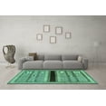 thumbnail image 3 of Ahgly Company Machine Washable Indoor Rectangle Abstract Turquoise Blue Contemporary Area Rugs, 3' x 5', 3 of 4