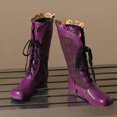 thumbnail image 7 of Tawop Women Boots Mid-Calf Lace Up Round Toe Winter Boots, 7 of 7