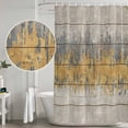 thumbnail image 5 of Yellow Grey Abstract Shower Curtain, Waterproof Shower Curtains for Bathroom, Gradient Geometric Graffiti Retro Wooden Washable Fabric Bathtub Curtain Set Bath Decor with 12 Hooks Standard 72"x72", 5 of 8