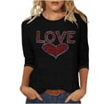 thumbnail image 2 of SOOMLON Valentines Day Tops Women Couple Valentines Gift Tunic 3/4 Sleeve Round Neck Shirts Funny Heart Graphic Tees Fashion Valentines Outfits 2025 Black XL, 2 of 4
