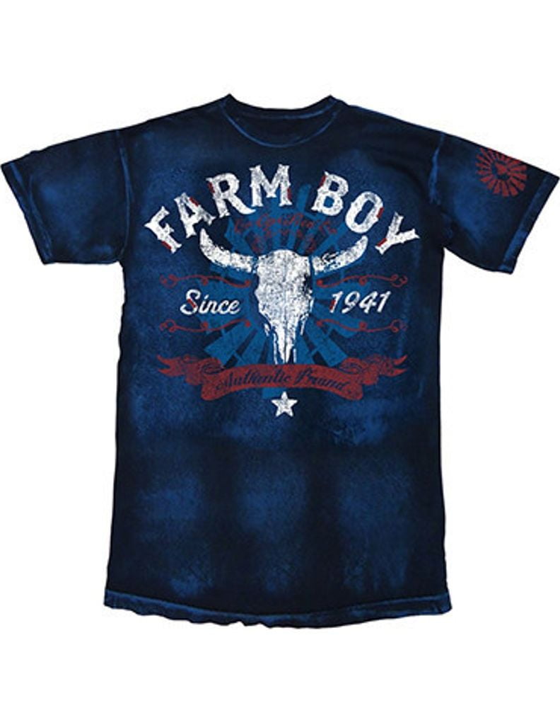 Farm Boy Western Shirt Mens Overdyed Bull Cotton S/S Navy F13903054