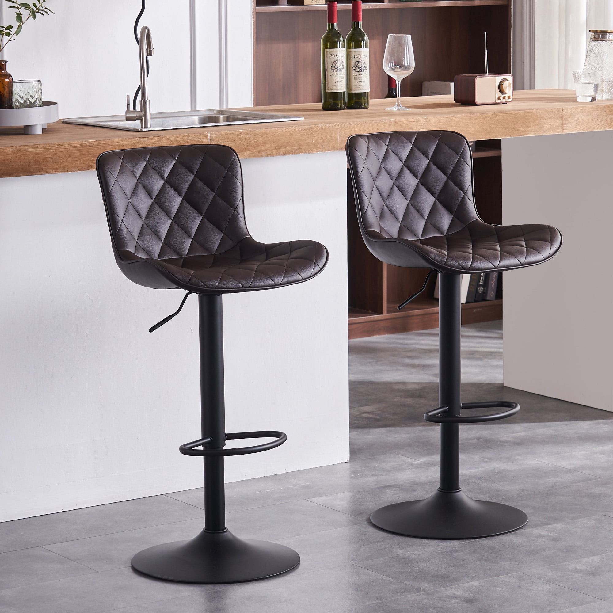 Adjustable Swivel Home Depot Leather Bar Stools Faux Leather