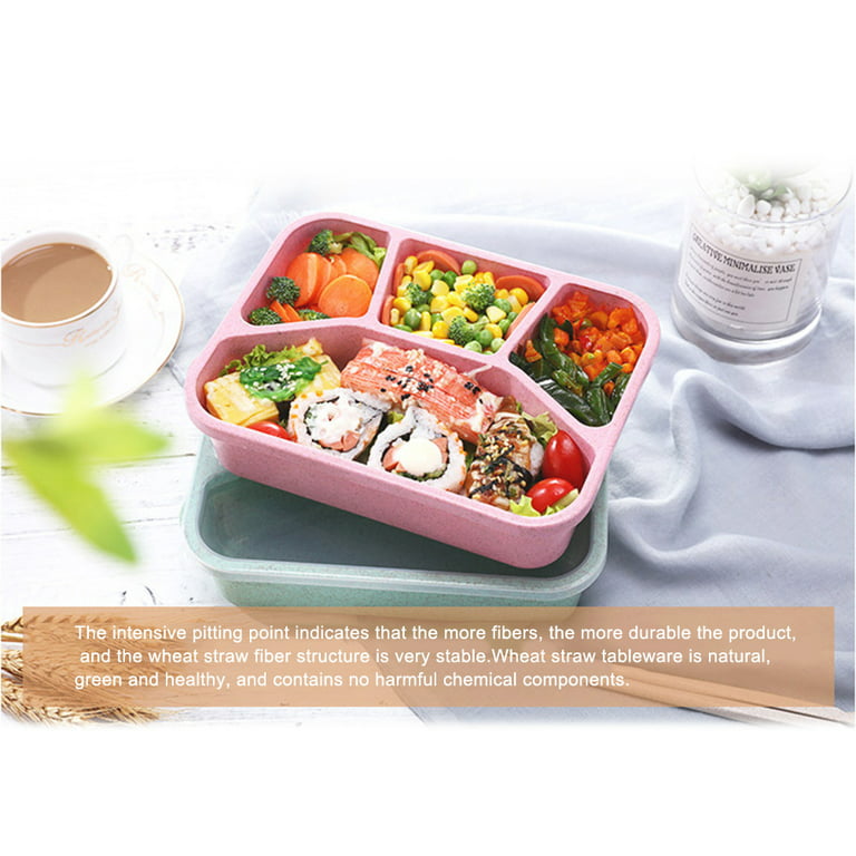Ludlz 1000ml Portable Bento Box Lunch Holder Picnic Food Storage Container,  Salad Bowls with 4 Compartments, Salad Dressings Container for Salad