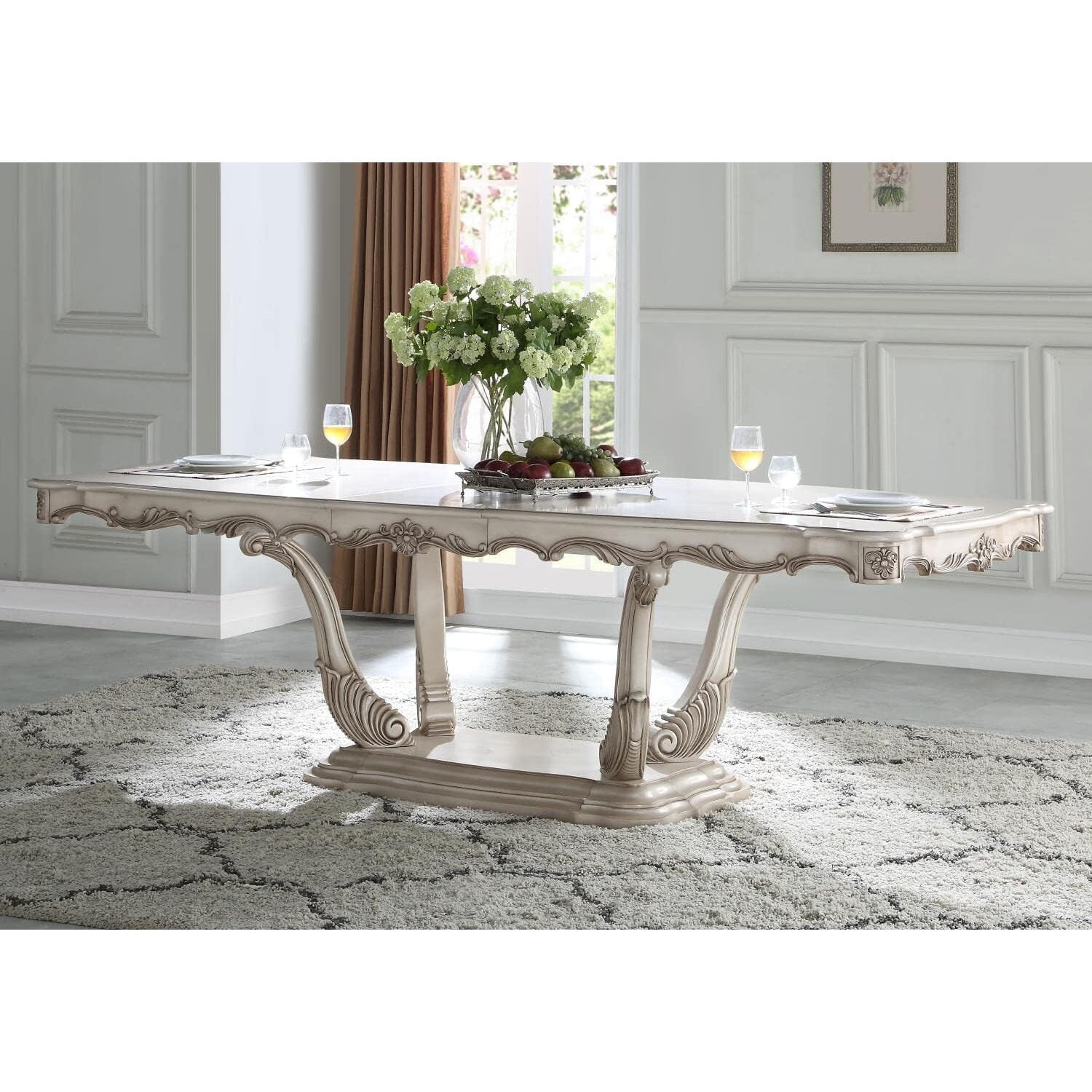 ACME Gorsedd Dining Table, Golden Ivory Finish - Walmart Business