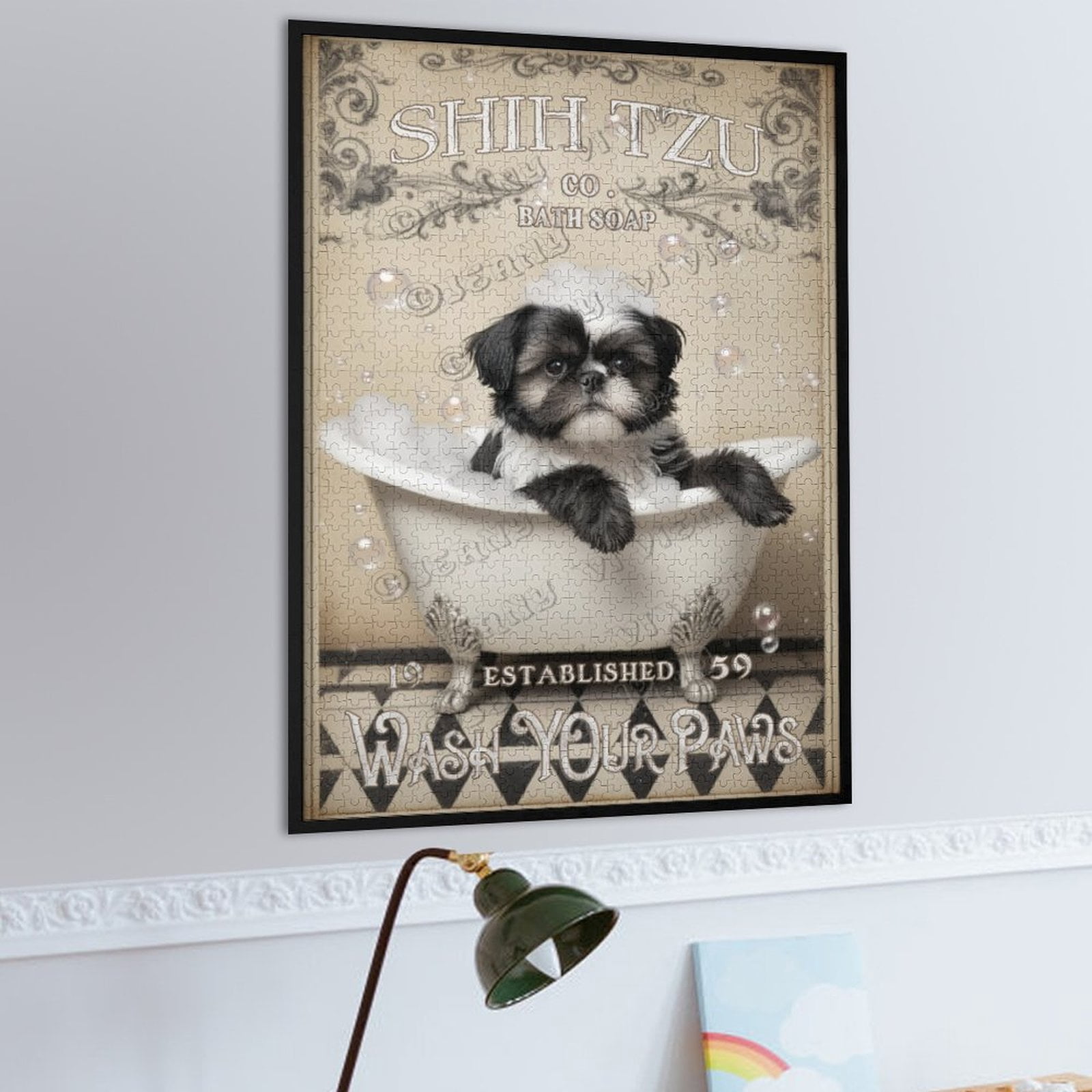 Jigsaw Puzzles 1000 Pieces for Adults, Families Black White Shih