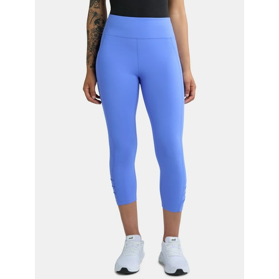 Avia Women's SoftSculpt Ruched High Rise Capri Leggings, 21" Inseam,Sizes XS-XXXL