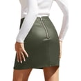 thumbnail image 2 of Womens Fuax Leather Skirt High Waisted Bodycon Pencil Mini Skirts with Shorts, 2 of 13