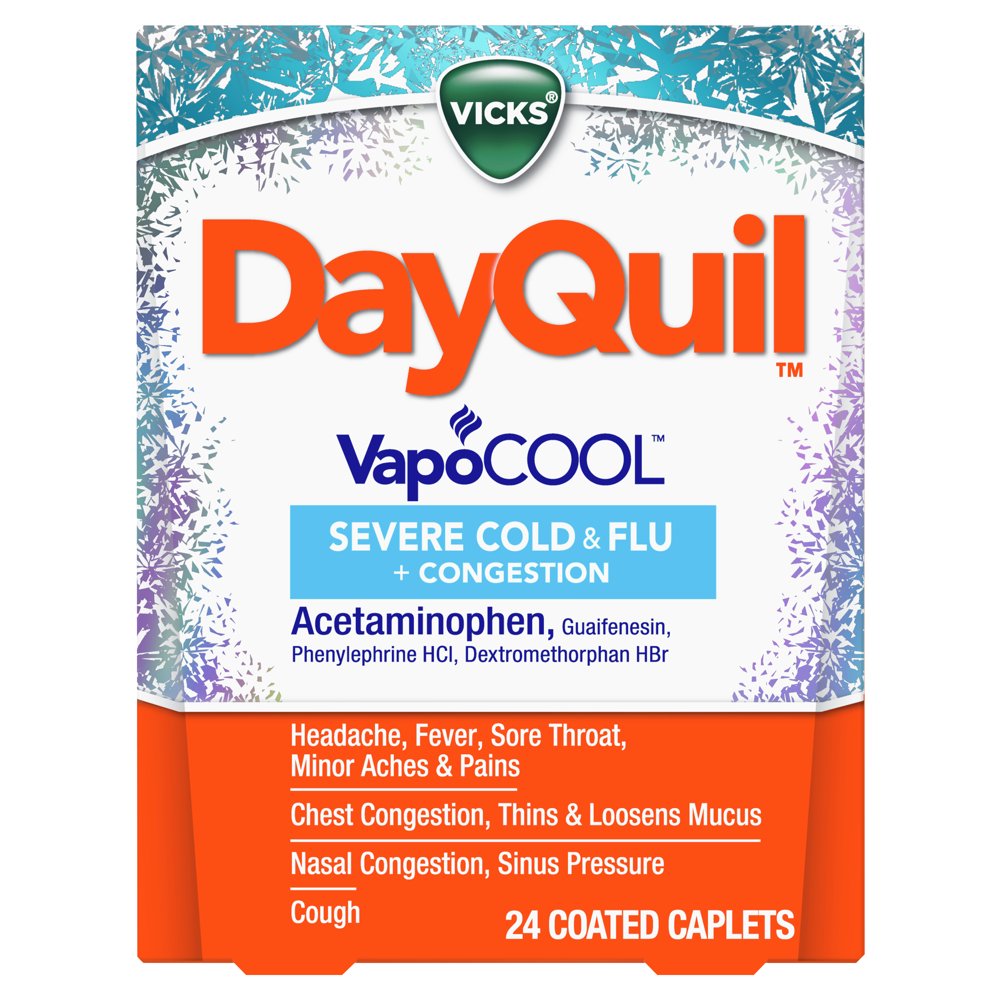 Vicks Dayquil Severe Vapocool Cough, Cold and Flu Medicine, 24 Ct