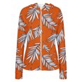 thumbnail image 4 of Warop Womans Zip Up Hoodie, Long Sleeve Leaf Print Thumbhole Sun Protection Jacket, Beach Vacation Swimwear Cover Up, 4 of 5
