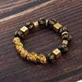 thumbnail image 4 of Pulsera elástica con amuleto de la suerte Pi Yao/Doble Oro de Feng Shui 12mm, 4 of 9