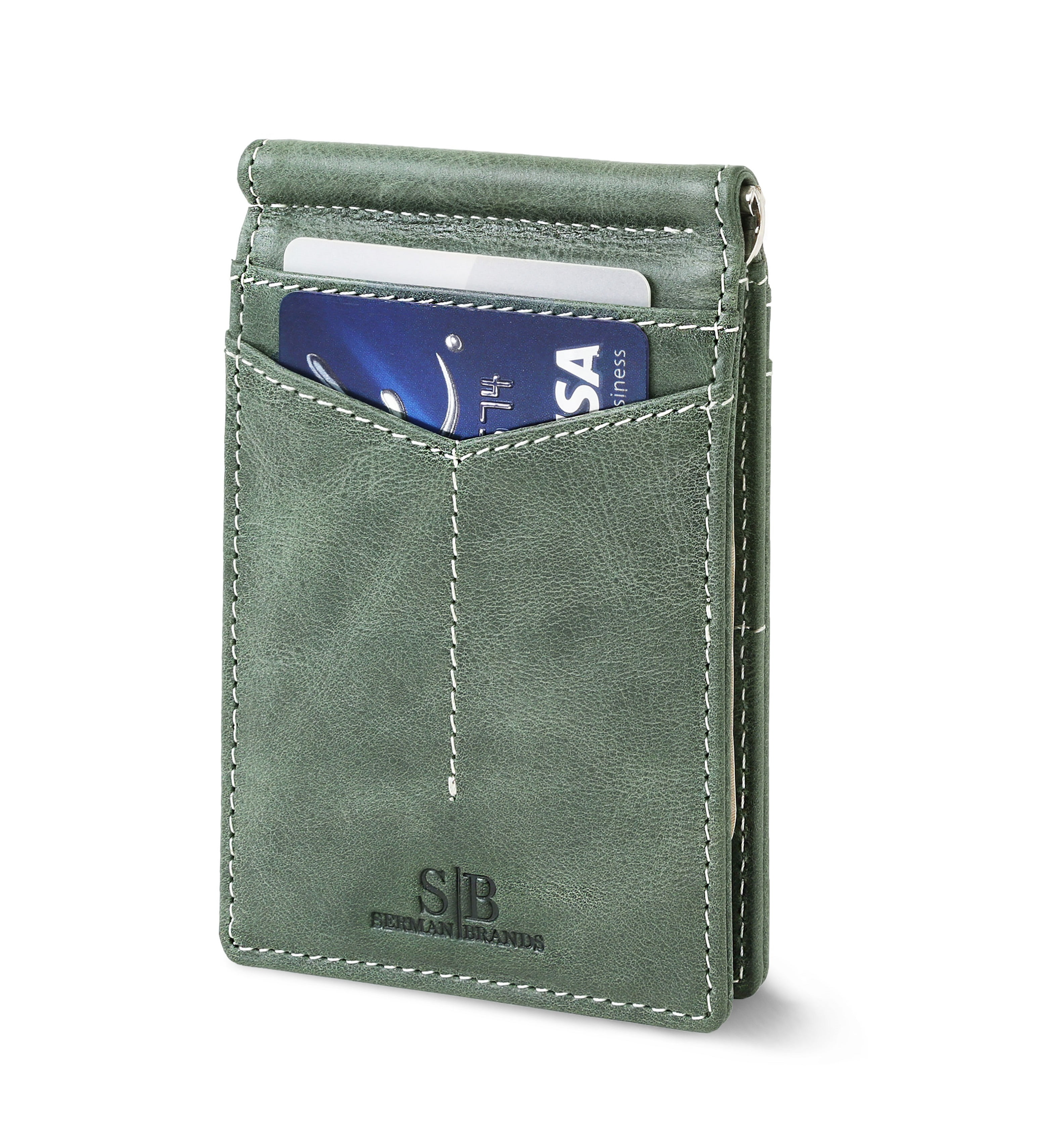 RFID Blocking Leather Slim Bifold Front Pocket Genuine Women Men/'s Wallet