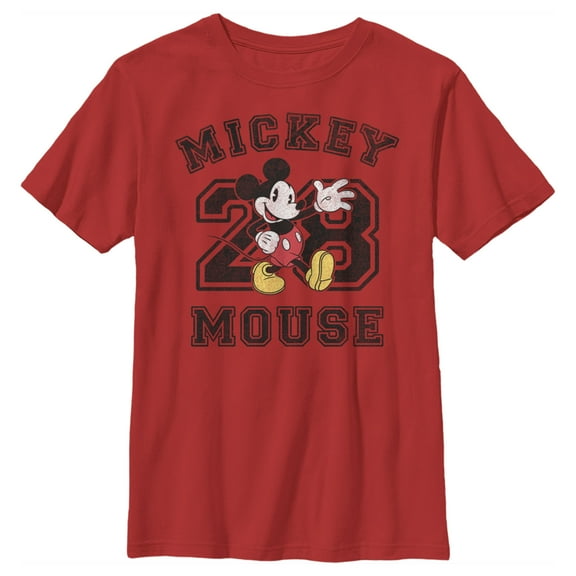 Boy's Mickey & Friends Mickey Mouse 28 Graphic Tee Red Medium