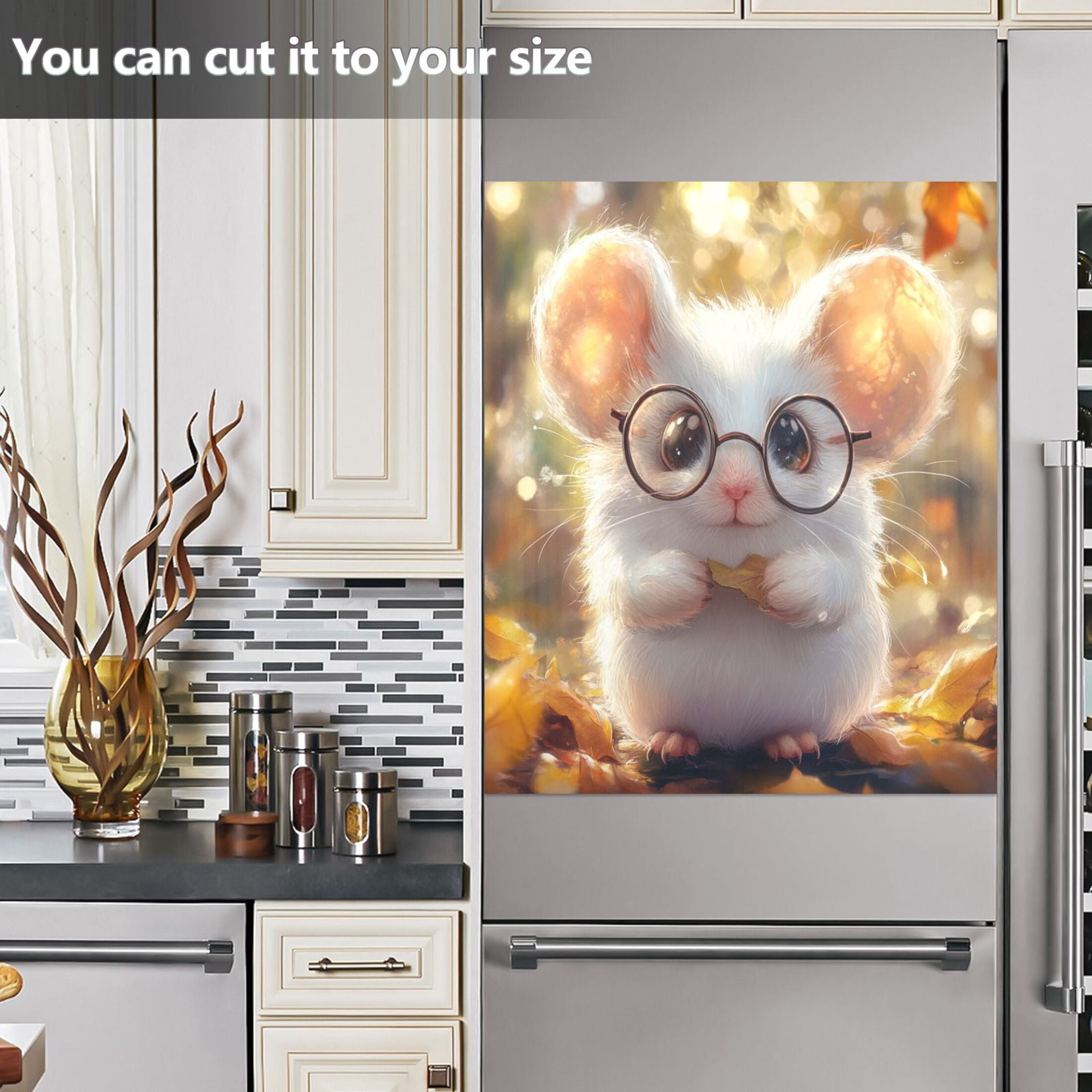 Dishwasher Magnetic Sticker 23x26 Inch Refrigerator Magnetic Sticker Washing Machine Magnetic Sticker Kitchen Panel Magnetic Sticker Home Decor Adorable White Mouse