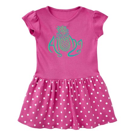 

Inktastic Aloha- with multicolor teal pineapple Gift Toddler Girl Dress