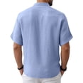 thumbnail image 3 of CCRFTGI Mens Shirts Henley Big and Tall Short Sleeve Button Collar T-Shirt Summer Lightweight Beach Hawaiian Mens T-Shirts Light Blue L, 3 of 6