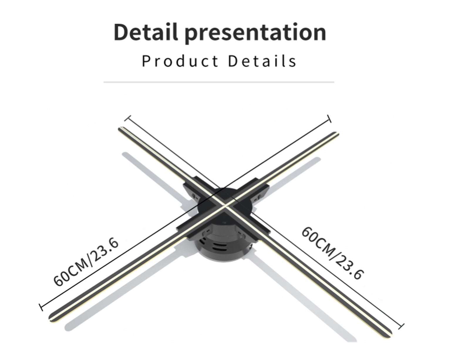 3D Hologram, 60cm Naked Eye 3d Holographic Advertising Machine Wifi Projector Fan Led Screen Rotating Suspension Imaging Ideal Advertising Tool