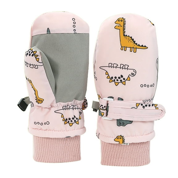 Kogui Snow Gloves for Kids Kids Waterproof Mittens Thicken Toddler Winter Snow Gloves Warm Ski Gloves for Girls Boys (Pink,4-8 Years)
