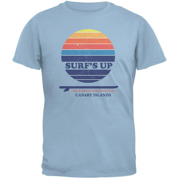 Surf's Up Canary Islands Beach Light Blue Adult T-Shirt - X-Large