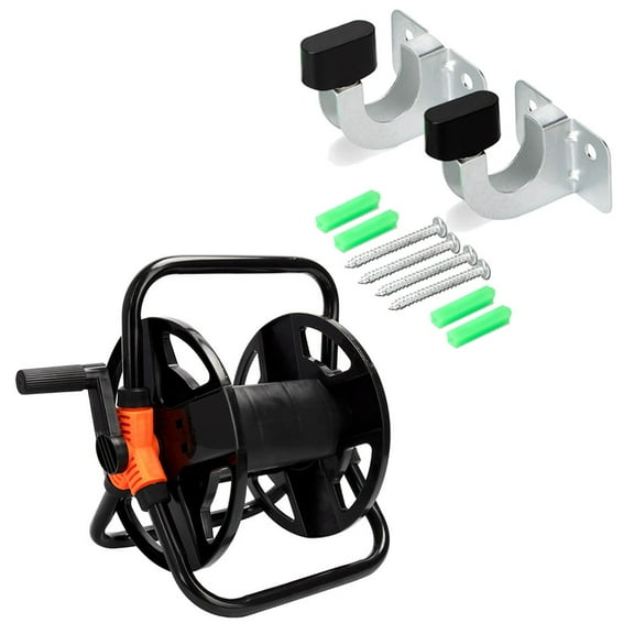 KAJOVE Garden hose reel comes with wall mount for wall mount or standing storage