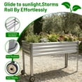 thumbnail image 2 of Land Guard Mobile Galvanized Raised Garden Bed with Legs & Wheels, 36''×12''×35'' Large Metal Elevated Raised Planter Box for Backyard, Patio, Balcony, 400lb Capacity(Sliver), 2 of 6