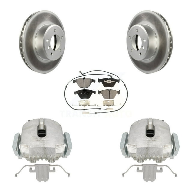 Transit Auto Front Disc Brake Caliper Coated Rotors and Ceramic Pads Kit for Car 2007 BMW 525i Automatic transmission with 324mm Diameter Rotor From 01 07 KCG-100656T