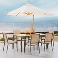 thumbnail image 3 of 7 Pieces Patio Table and Chairs Set, Aiho Outdoor Dining Set for 6 with Umbrella Hole & Textilene Chairs, Weather Resistant for Yard, Porch, Garden - Brown, 3 of 10