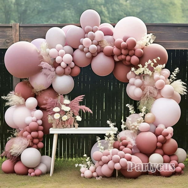Kit de guirnaldas con forma de globo Partycus Dusty, de doble relleno, rosa rosa