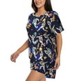 thumbnail image 2 of Fotbe Astronauts in sport Print Pajama Set for Women 2 Piece Loungewear Short Sleeve Tops and Shorts Set Soft Sleepwear-Large, 2 of 7