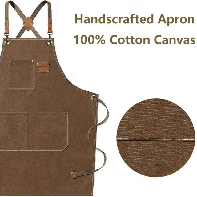 Hbdhejl Chef Aprons For Men Women With Large Pockets Canvas Back Heavy Duty Adjustable Work Apron
