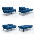 thumbnail image 4 of CARZZI LIFE 70.87" Velvet Futon Sofa Bed, Modern Convertible Sleeper Sofa Couch with Adjustable Backrest and Armrests, Tufted Loveseat Sofa with Metal Legs for Living Room, Bedroom, Apartment,Blue, 4 of 6