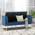 thumbnail image 2 of Andewrold Storage Bench,Upholstered Storage Ottoman Bench,Modern Bed Bench Entryway Bench with Gold Legs for Bedroom Living Room(Blue), 2 of 7