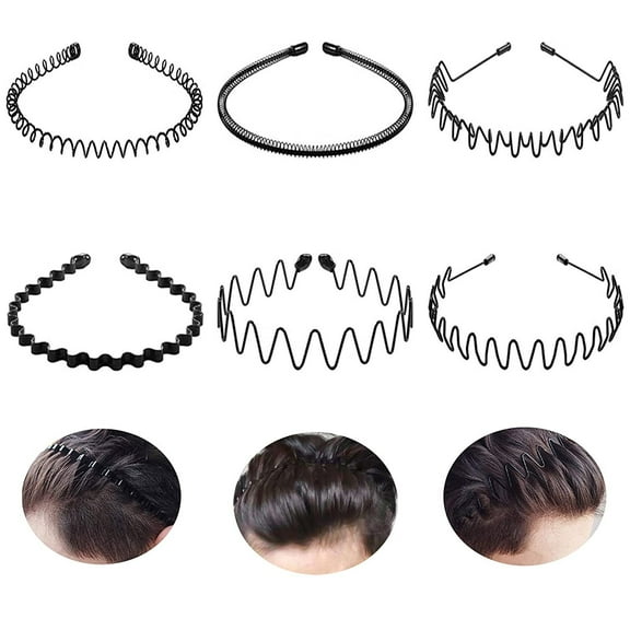 6Pcs Unisex Wavy Headband Metal Hair Hoop Ordinary Headwear Hair Accessories for Women Men