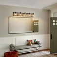 thumbnail image 4 of ACE-LIGHTS,5-Light Farmhouse Vanity Light Fixture,Bathroom Wall Sconce(Bulb Not Included) with Clear Seeded Glass Shades,Modern Industrial Design for Bathroom,Bedroom,Entrance,Passage(Black), 4 of 11