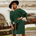 thumbnail image 6 of LLYwey s Bridesmaid Dresses Women Casual Knit Dress Long Sleeve Hip and Waist Dress Long Sleeve Collar Dress New Dressy Dresses Green S, 6 of 6
