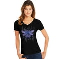 thumbnail image 1 of Hanes Womens Short Sleeve V-Neck Tee, S, Dragonfly Mandala/Black, 1 of 2