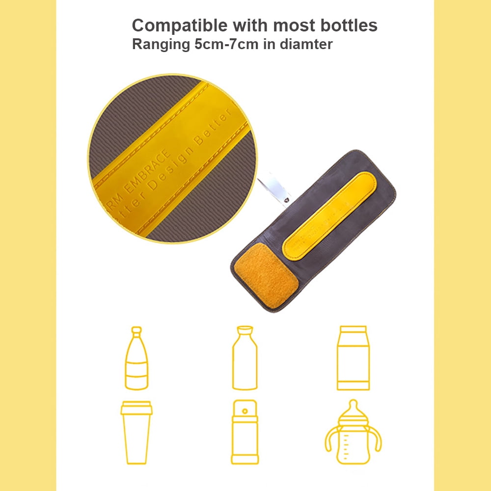 BIMZUC Portable USB Baby Bottle Warmer Travel Milk Heat Keeper Car Heating Bag for Breastmilk and Formula Adjustable Temperature with LED Display Yellow