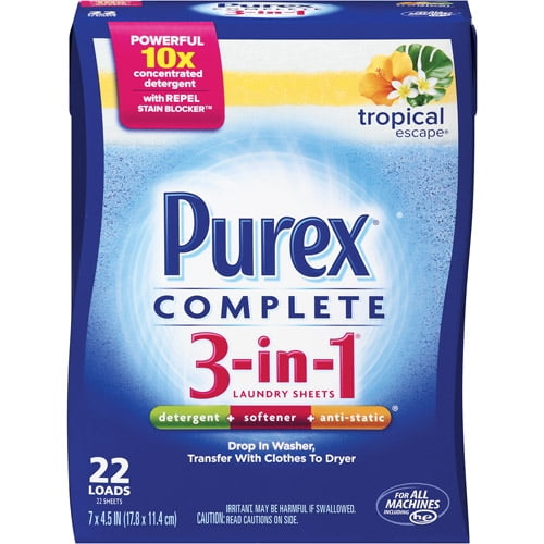purex complete 3 in 1 tropical escape laundry sheets 22ct walmart com washeze 3 in 1 laundry sheets