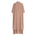 thumbnail image 5 of Miluxas Women's Solid Color Cotton Linen 2 Piece Set Sleeveless Tank Dress and 3/4 Sleeve Long Cardigan Summer Beach Travel Outfits Pink, 5 of 9