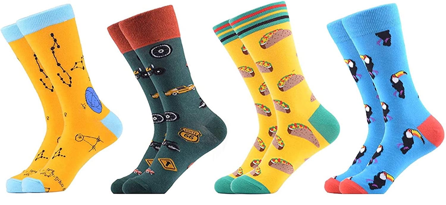 Surprise Color and Pattern Set of 8 funny Unisex Crew Socks