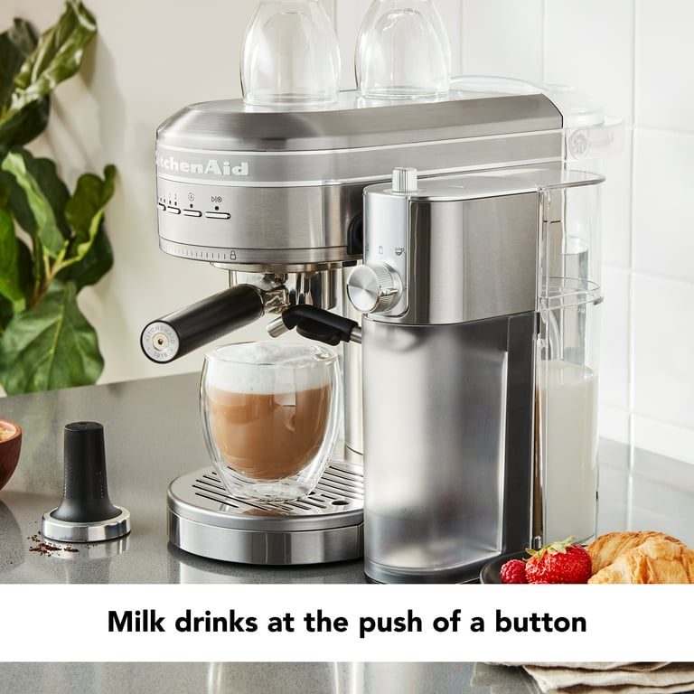 KitchenAid - KES6504SX - Metal Semi-Automatic Espresso Machine and  Automatic Milk Frother Attachment Bundle-KES6504SX