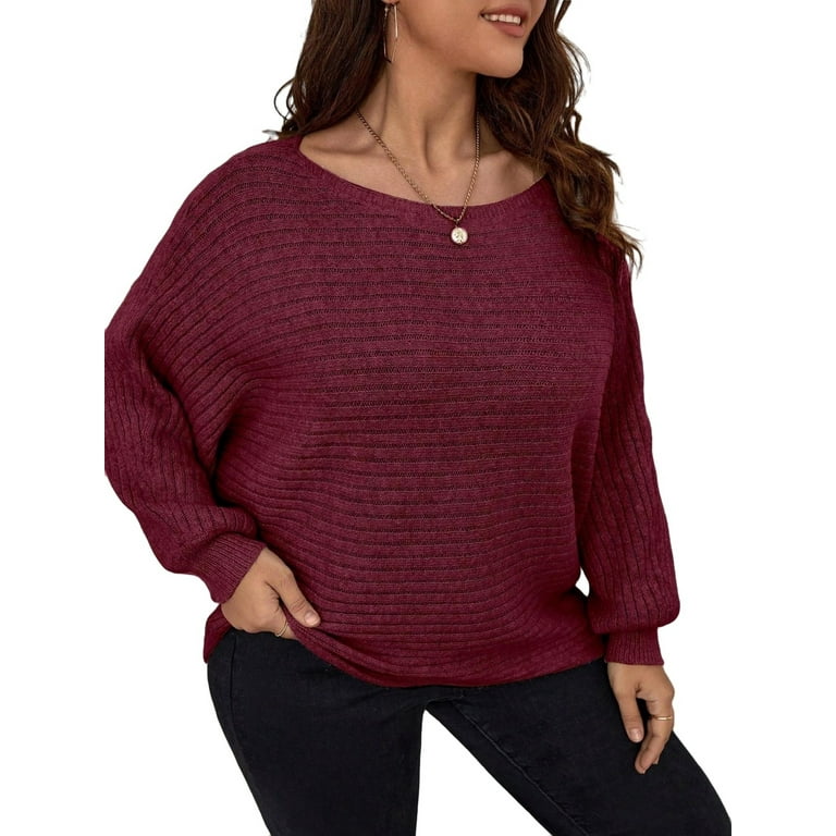 Plus size burgundy sweater deals