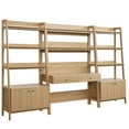 thumbnail image 2 of Modway Bixby 3-Piece Wood Office Desk and Bookshelf in Oak, 2 of 5
