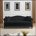 thumbnail image 3 of 79" Chesterfield Sofa Black Velvet for Living Room, 3 Seater Sofa Tufted Couch with Rolled Arms, 3 of 9