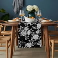 thumbnail image 2 of Black Rose Table Runner - 120 Inch Long, Kitchen Dining Table Runner Dresser Scarves, Vintage Pastoral Botanical Floral Leaves Vines Farmhouse Decor for Coffee Tables Wedding Party Banquet, 2 of 8