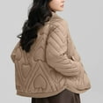 thumbnail image 3 of Sokhug Women's Quilted Thick Jackets Puffy Solid Long Sleeved Loose Turndown Collar Winter Short Cotton Padded Coat, 3 of 3